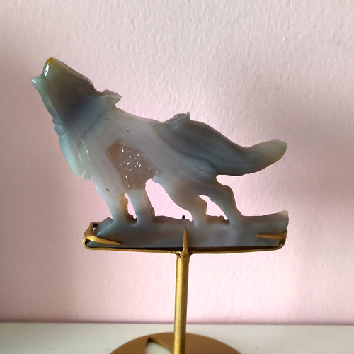 Carved stone wolf - carved,