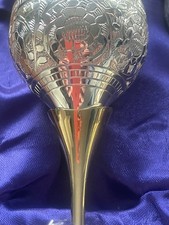 Nice Quality Set of 6 Etched Goblets Looks Like Silver Plate In Original Box