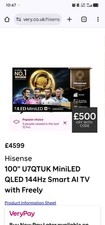 Hisense 100U7KQTUK 100 Inch Mini LED 4K UHD HDR10+ HLG & Dolby Vision Smart TV