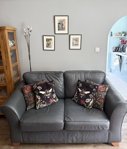 Grey leather piece - grey, 3-piece