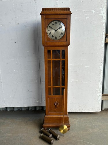 1930 oak longcase clock - a,