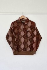 Weatherman Men’s Size L Brown Argyle Print Pullover Golf Jumper