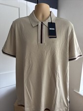HUGO BOSS GOLF MENS PARLAY 185 MERCERISED POLO IN OPEN BEIGE SZ XL BNWT RRP £119