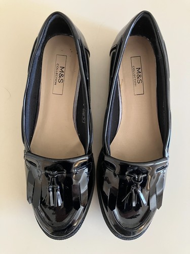 Ladies black patent tassel - ladies,