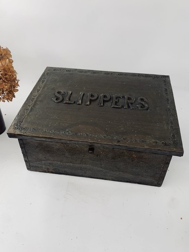 Antique copper slipper box