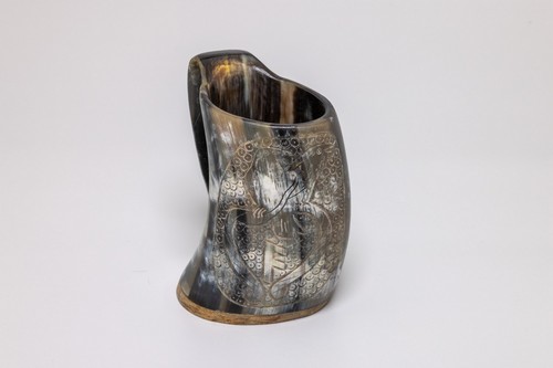 Natural horn tankard raven - tankard,