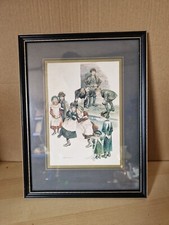 Vintage Wooden Framed print by Ronald Embleton “Kids play” 24cm X 31cm