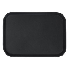 1x Black 35.5cm x 25cm Rectangle Non-Slip Serving Tray Plastic Food Tea Trays