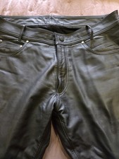 Triumph Motorcycle Leather Jeans, 36" Waist 30" Leg. Black Boot Cut.