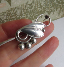 Vintage Sterling Silver Danish Skonvirke Leaf  BROOCH
