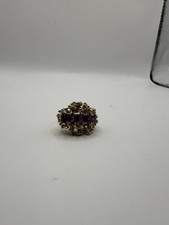 Gold 18ct Ring With amethyst Stones scrap or wearable