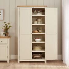 Marbury Cream Painted Double Shaker Kitchen Pantry Cupboard - Oak Top - CRM55