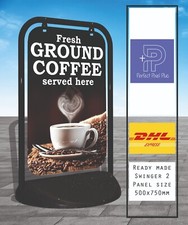 Fresh Ground Coffee Pavement Sign Outdoor Advertising Shop A-Board Swinger2 