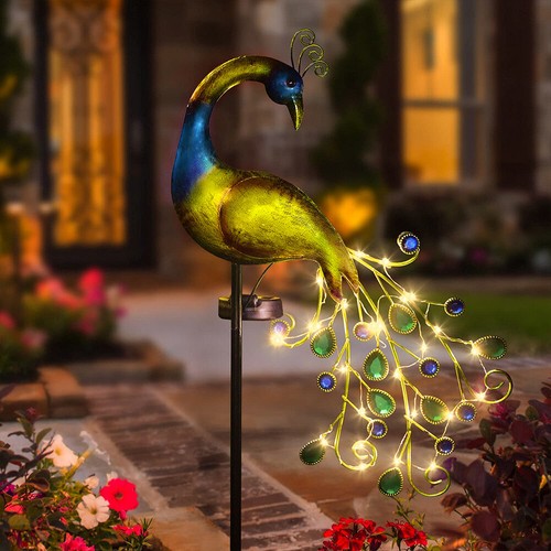 Solar power metal peacock - solar,