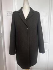 Women’s Single Breasted Pea Coat Khaki-grey Classic UK 10 Wool 80% Stud buttons