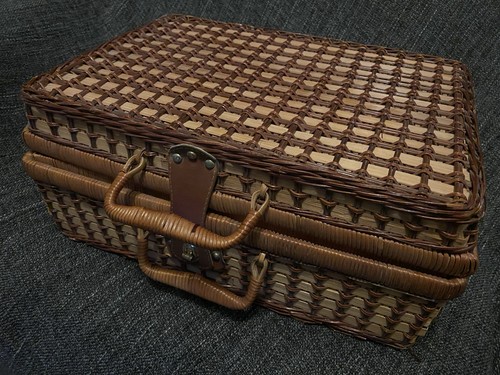 Vintage picnic basket with - vintage,