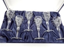 Gleneagles Crystal Wine Glasses Set of 6 Hand Cut in Scotland Boxed