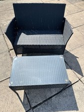 Two Seater Rattan Outdoor Patio Chair & Table