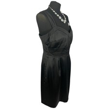 HOBBS Invitation Classic Black Strappy Evening Dress Uk 16 Sweetheart Neck