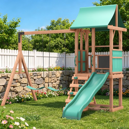 Cedar swing set slide - 4-in-1,
