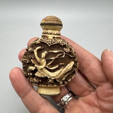Vintage carved lacquer snuff - lacquer,