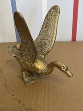 Vintage Brass Duck Paperweight Goose Swan Flying Bird Figurine