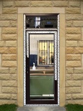 UPVC DOOR & TOP LIGHT ROSEWOOD ON WHITE NEW, 990mm Wide By 2550mm Height (D1869)