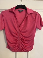 Primark Cerise Hot Pink Ruched Front Shirt Top *XS