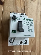 CRABTREE 63 AMP 30mA DOUBLE