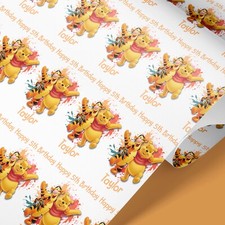 Winnie the Pooh & Tigger Wrapping Paper - Personalised Name Kids Gift Wrap UK