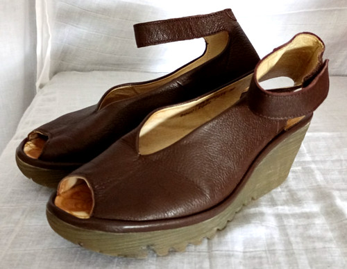Fly london brown leather - fly, wedge