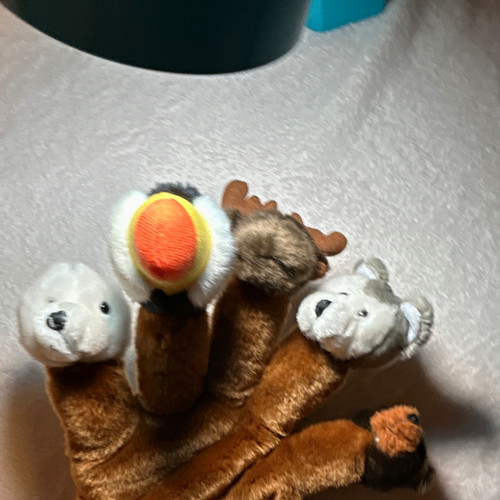 Plush brown animal hand - hand, puppet