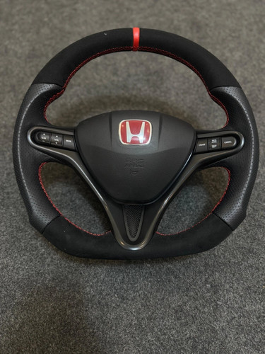 Leather black suede steering - black,