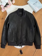 Emporio Armani Black Mens Lamb Leather Jacket Size 58 XL Bomber RRP Over 1000£
