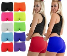 Ladies Girls Plain Lycra Stretchy Hot Pants Shorts Fancy Dress Party