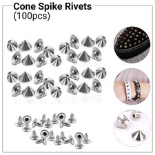 100pcs Silver Punk Studs Cone