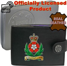 Intelligence Corps Wallet Personalised Official Real Leather Army Men's RFID