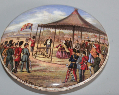 Antique prattware pot lid - pot,