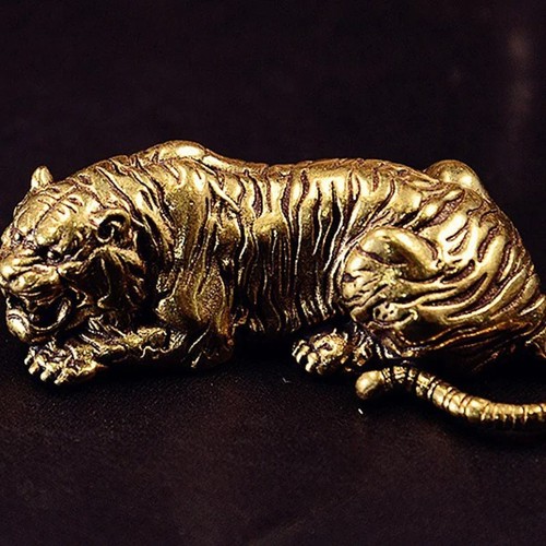 Vintage brass tiger king - brass,