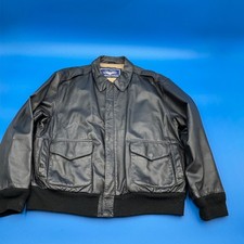 Air Force Airborne Leathers Bomber Jacket Mens XL Genuine Leather USA Flag Lined
