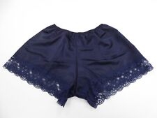 Navy Polyester Satin French Knickers with Navy Lace 10/12 