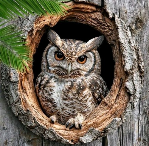 Woodland owl round metal - 2d,