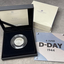 2024 80th Anniversary D Day Piedfort 50p Silver proof coin Royal Mint BOX + COA