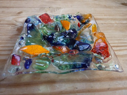 Fused coloured glass dish 5 - fused,
