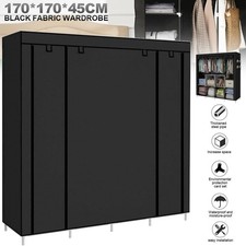 Fabric Wardrobe With 14 Partitions Metal Frame Zipper Closure Waterproof Storage