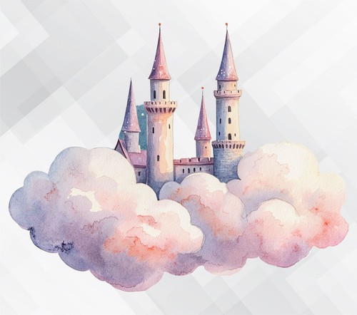 Watercolour fairy tale castle - watercolour,