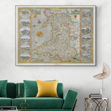 1610 John Speed Map of Wales