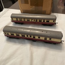 Two Triang Red And Cream OO Gauge Coaches In Playworn Condition Unboxed