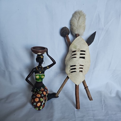 African seated female tealight - african,
