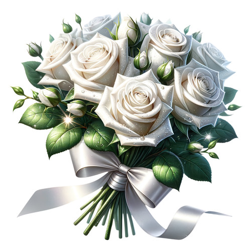 White rose bouquet vinyl - white,